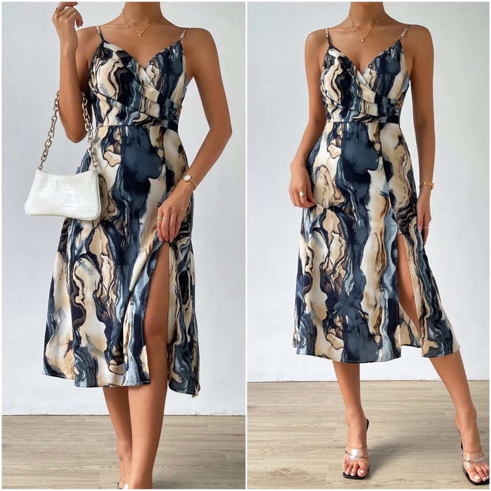 Luxe Water Color Slit Leg Cami dress - Picture 4 of 6